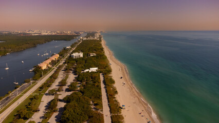 Cute aerial view of beautiful Hollywood city beach in Florida USA