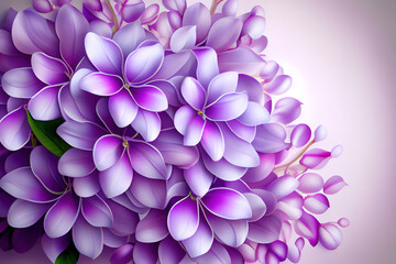 Purple lilac flowers blossom in garden, spring background. Generative Ai