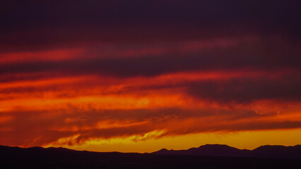 red sunset in the desert