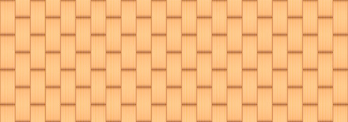 Wicker rattan seamless pattern. Realistic 3D weave rattan texture. Straw basket background. Bamboo wicker wall. Wood floor tile