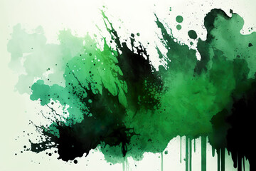 Dark green abstract watercolour texture, background, generative AI