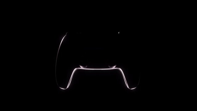 Joystick on a black background caustic glitters. Seamless loop product presentation. 4K animation.