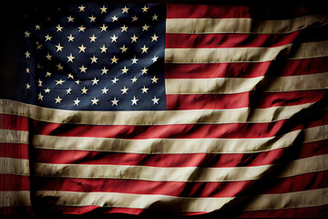 United States Flag On Black Background. Generative Ai