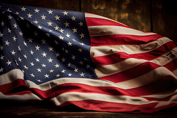 United States Flag On Black Background. Generative Ai