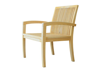 Beige colored wooden chair on transparent background png file.