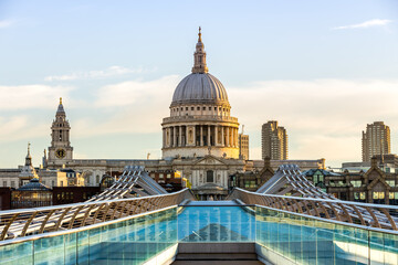 St Paul's Cathedral and Millennium Bridge in London