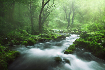 Obraz premium river and waterfall in the forest
