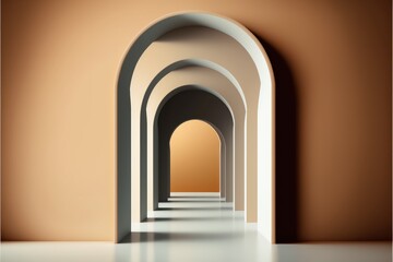 3d illustration of arabic arch with light at the end