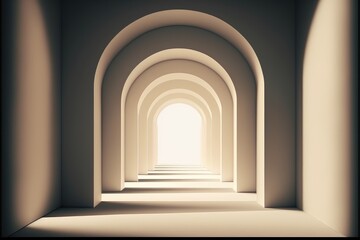 3d illustration of a corridor with light coming from the end.