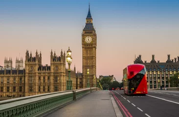 Papier Peint photo Lavable Bus rouge de Londres Big Ben and the red bus in London