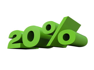 20% Percent Discount 3d Sign on Light Background