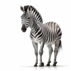 zebra isolated on white background - obrazy, fototapety, plakaty