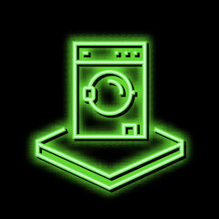 washing machine neon glow icon illustration