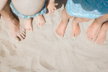 Beautiful traces with feet on sea nature background