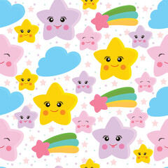 seamless colorful cute stars vector illustration