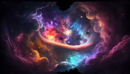 Obraz na płótnie Canvas Colorful Galaxy and Planate