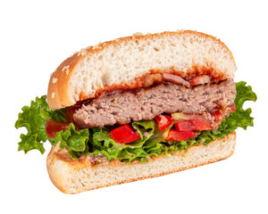 Burger street fastfood with beef isolated on the white background