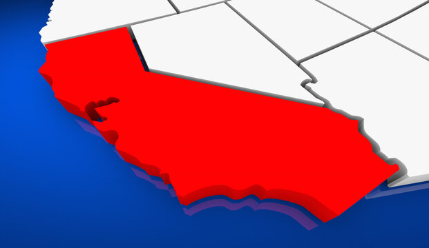 California State Map United Staes America Close Up 3d Illustration