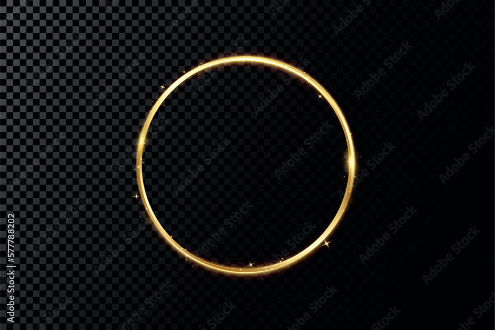 Poster golden circle with fire effects.light effect.vector.