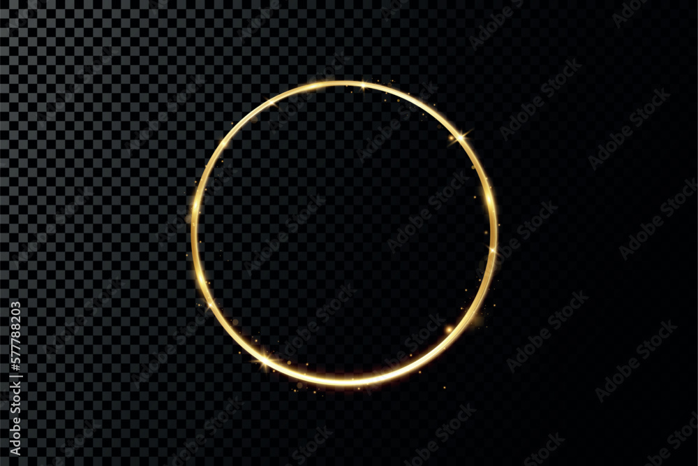 Poster golden circle with fire effects.light effect.vector.