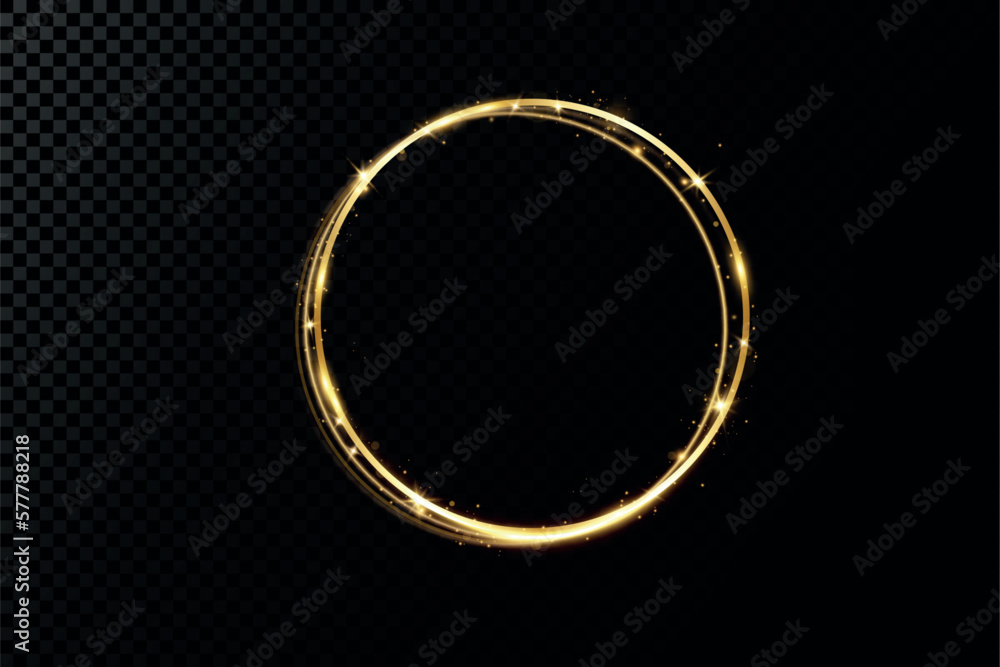 Poster golden circle with fire effects.light effect.vector.