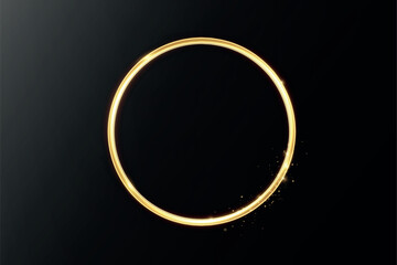 Golden circle with fire effects.Light effect.Vector.