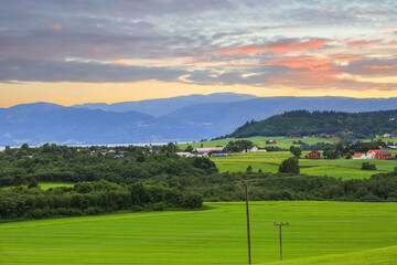 Fototapeta premium Agricultural area Byneset, Norway