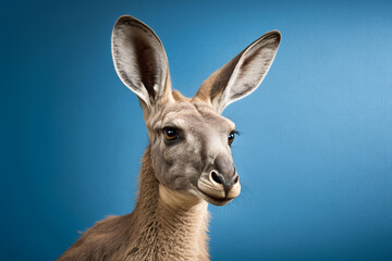 Cute kangaroo on the simple background with lights, super photo realistic, generative ai