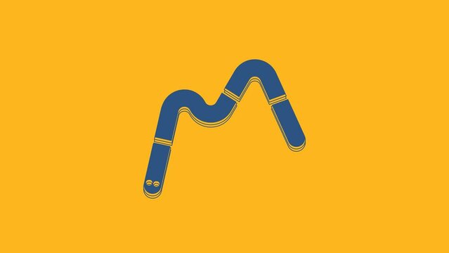 Blue Jelly worms candy icon isolated on orange background. 4K Video motion graphic animation