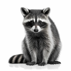 Obraz premium Raccoon Isolated White. Generative AI