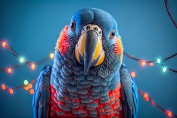 Cute parrot on the simple background, super photo realistic, generative ai