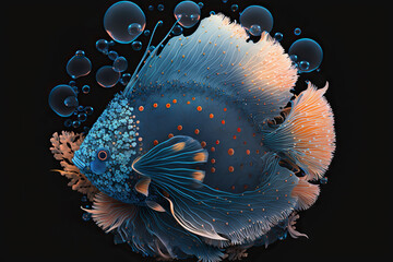 Abstract of a fish with bubbles Generative AI