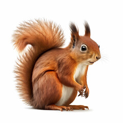 Red Squirrel Isolated White. Generative AI