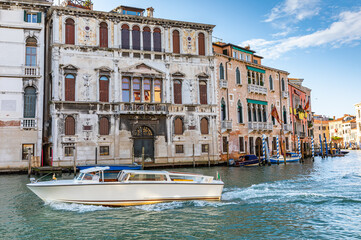 Fototapeta na wymiar Historic Palaces on the Grand Canal in Venice, Italy