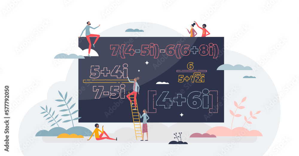 Wall mural complex numbers equation study or solving mathematical problems tiny person concept, transparent bac