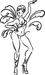 Sketch of samba dancer isolated on white background	