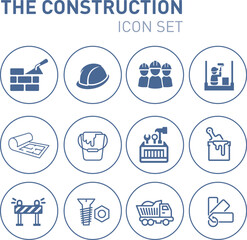 The construction icon set line art design