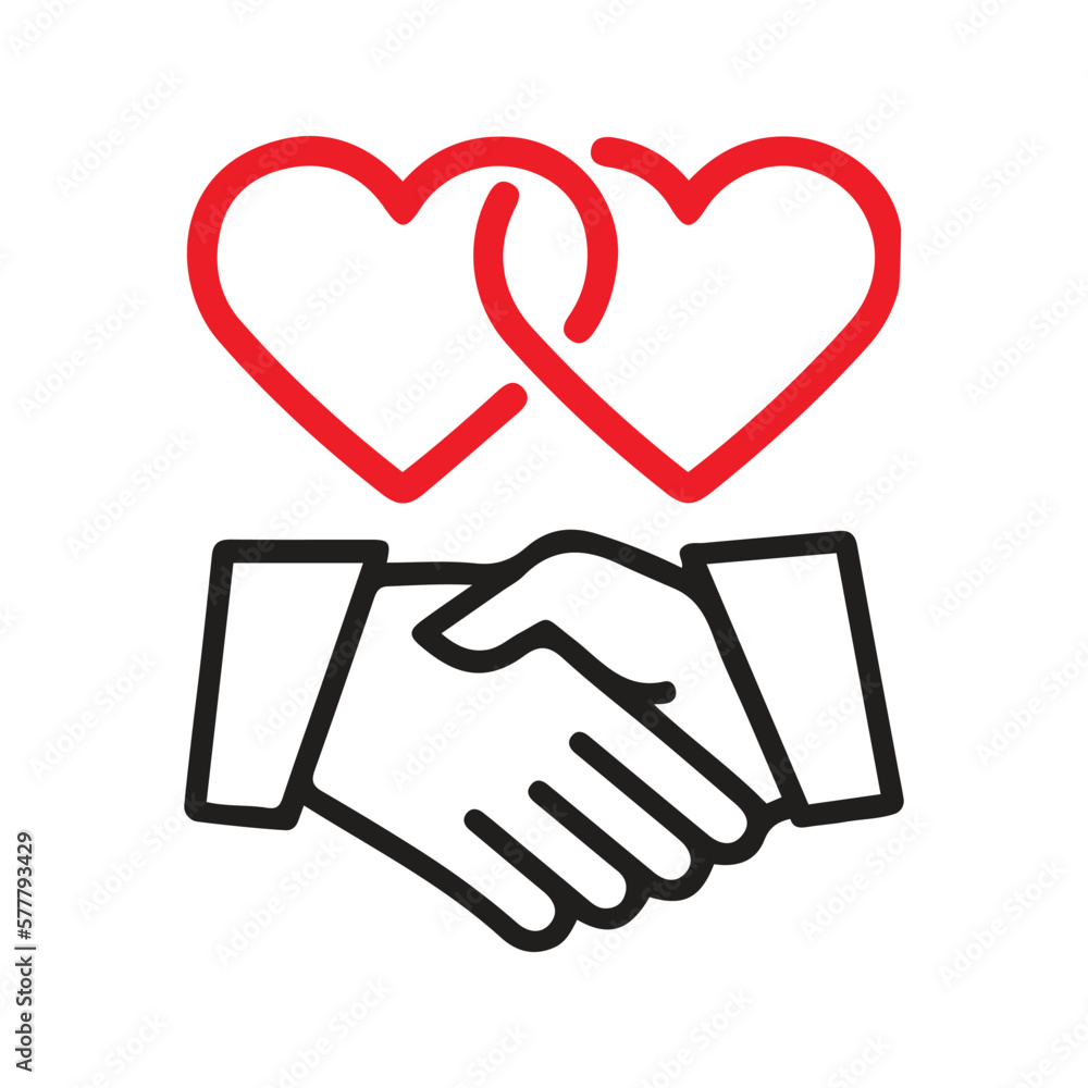 Wall mural love and friendship handshake icon