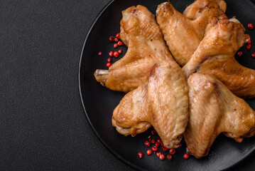 Baked chicken wings with salt, spices and herbs