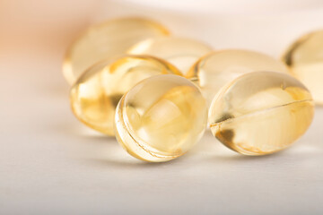 Vitamin D in capsules on a white background.Biologically active additive. additional vitamins for humans.
