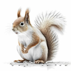 Obraz premium Squirrel Isolated White Background. Generative AI