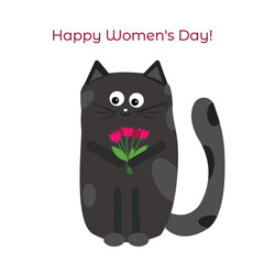 Cat with spring flowers