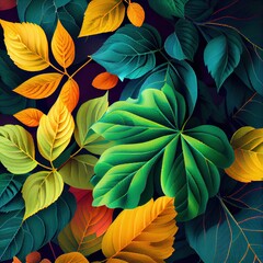 Obraz na płótnie Canvas Colorful foliage leaves background illustration