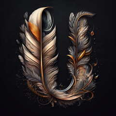  feather, letter, alphabet, pen, quill, bird, ink, vector, writing, illustration, black, pattern, art, inkwell, decoration, symbol, design, old, nature, object, paper, vintage, letter, generative, ai