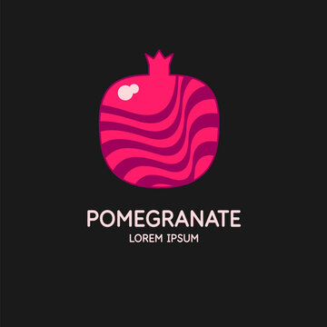Illustration of a pomegranate in a flat style. Isolated image on a dark background. Vector icon.
