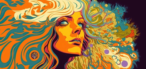 1970s Style ArtWork Psychedelic, Generative AI
