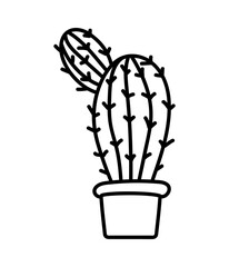 Vector doodles cactus, plant in a flower pot 