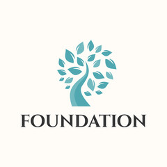 Fototapeta na wymiar tree and leaf concept for foundation brand logo