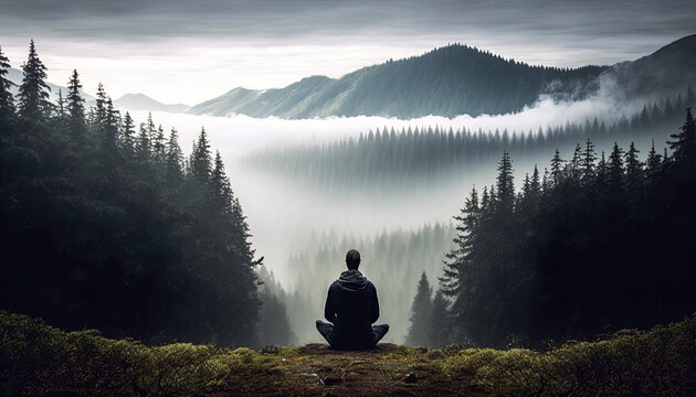 meditation on the rock (created with Generative AI)