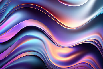 Iridescent colorful wavy background, backdrop, Generative AI